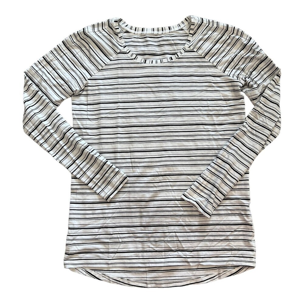 Lululemon White Black Striped Emerald Long Sleeve Tee 6